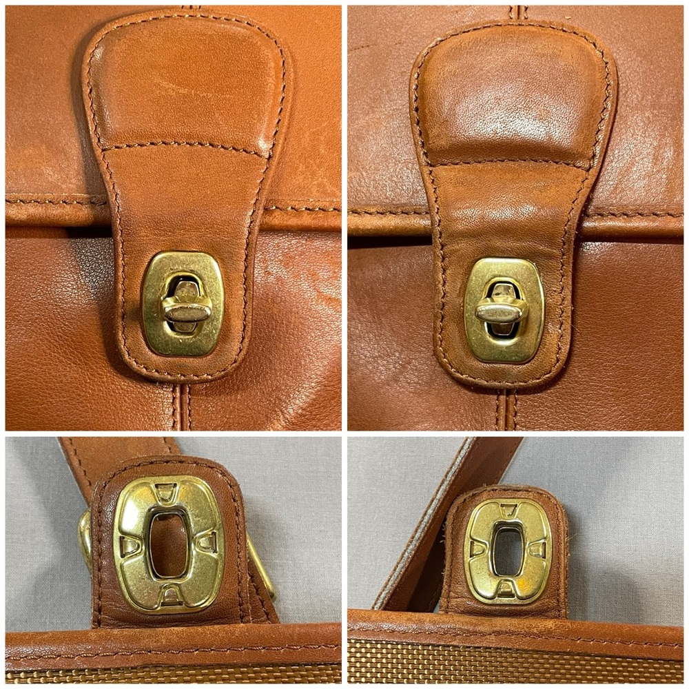VINTAGE 90s Coach Turnlock Briefcase A8S-0546, British Tan, Brass Hardware - Picture 11 of 16